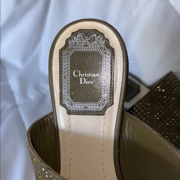 ☀️SUMMER CLEARANCE SALE☀️ Dior Olive Sandals with Ornate Gold Embellishment - Picture 2 of 7